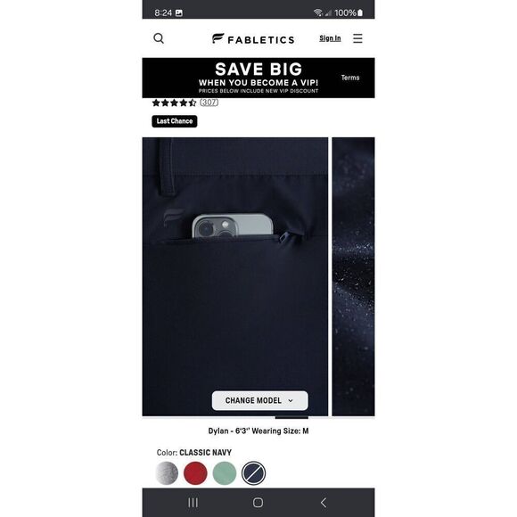 New Small Fabletics Classic Navy Blue The Only Pants Water Resistant Lightweight - Picture 5 of 10